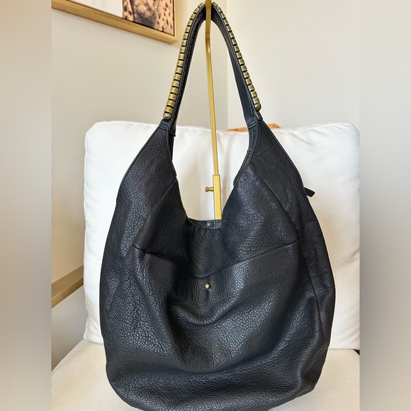 KELSI DAGGER Black Leather Hobo Bag WITH gold hardware - Picture 5 of 8